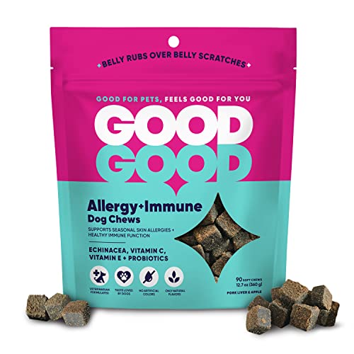 GoodGood Allergy + Immune Dog Supplements; Supports Seasonal Allergies; Chewable Soft Treats with Echinacea; Probiotics; Vet Formulated; 90 Natural Flavor Chews