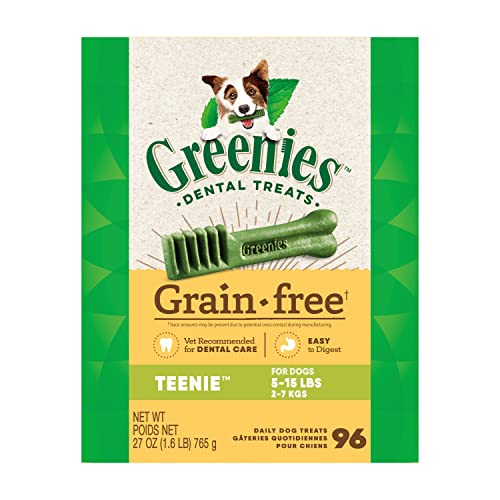 GREENIES Grain Free TEENIE Natural Dog Dental Care Chews Oral Health Dog Treats, 27 oz. Pack (96 Treats)