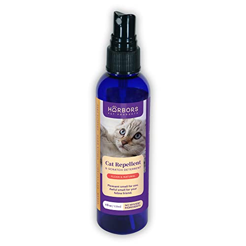 Harbors Cat Repellent and Scratch Deterrent Spray - 4 oz / 118 ml | Formulated with Essential Oils | 100% Satisfied or Return for Full Refund