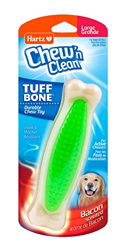 Hartz Chew 'n Clean Tuff Bone Bacon Scented Dental Dog Chew Toy - Large