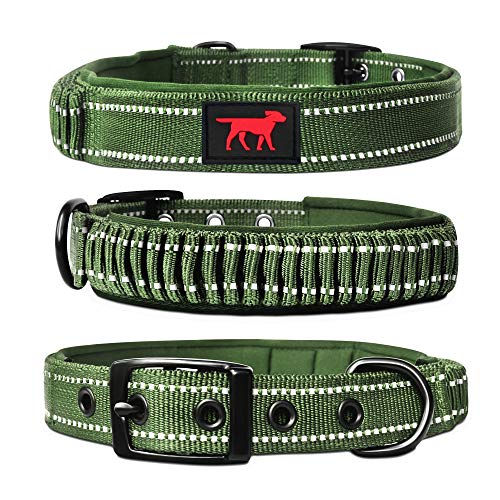 Heavy Duty Dog Collar with Handle | Ballistic Nylon Heavy Duty Collar | Padded Reflective Dog Collar with Adjustable Stainless Steel Hardware | Convenient Sizing for All Breeds