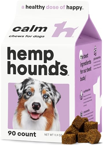 Hemp Hounds - Herbal Calming Chews for Dogs - Fireworks Stress Dog Calming Aid - 90 Natural Dog Calming Treats for Anxiety Relief - Dog Separation Anxiety Treats - Storm Stress - Beef Liver Flavor