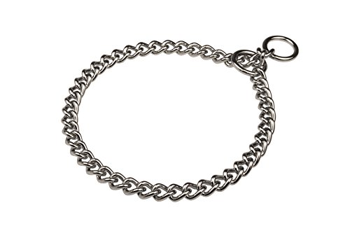 Herm Sprenger Chrome Plated Short Link Chain Collar with Round Chain - 4 mm x 26 inches