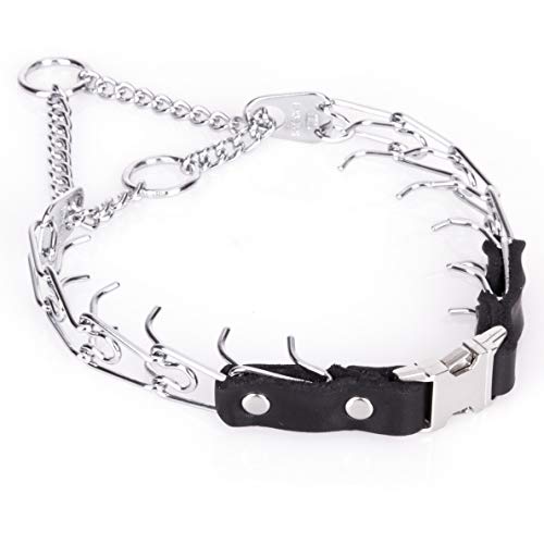 Herm Sprenger Prong Collar for Dog Training with Easy Quick Release Buckle - German Made Dog Collar with Chrome Plated Steel 2.25mm Prongs for Small Dogs (14-19" Neck)