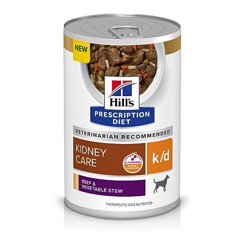 Hill's Prescription Diet k/d Kidney Care Beef & Vegetable Stew Wet Dog Food, Veterinary Diet, 12.5 oz. Cans, 12-Pack