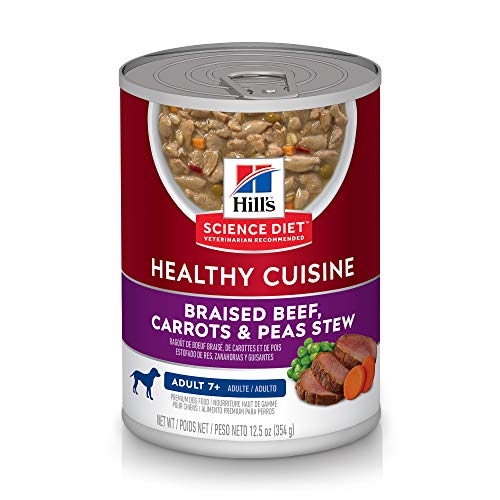 Hill's Science Diet Wet Dog Food, Adult 7+, Healthy Cuisine, Braised Beef, Carrots & Peas Stew, 12.5 oz. Cans, 12-Pack