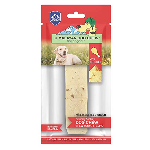 Himalayan Dog Chew Yak Cheese Dog Chews, 100% Natural, Long Lasting, Gluten Free, Healthy & Safe Dog Treats, Lactose & Grain Free, Protein Rich, Dogs 55 Lbs & Smaller, Chicken Flavor, 3.3 oz