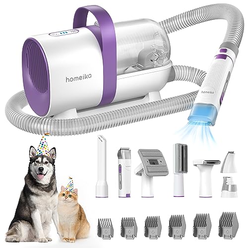 Homeika Dog Grooming Kit & Vacuum, 1.5L Pet Grooming Vacuum 99% Pet Hair Suction, 8 Pet Grooming Tools, 6 Nozzles, Quiet Pet Vacuum Groomer with Nail Grinder, Paw Trimmer for Shedding Dogs, Cats