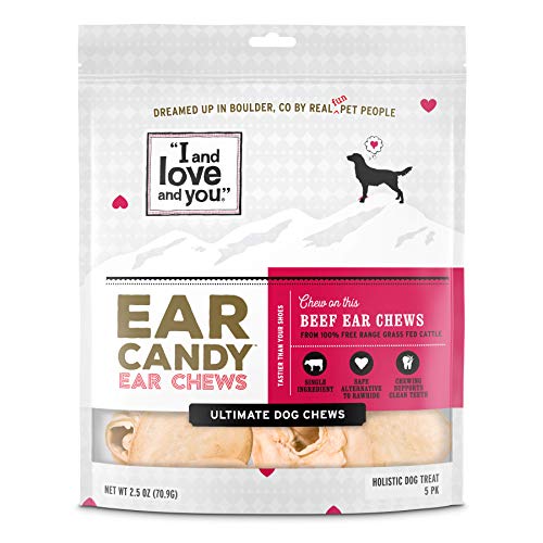 "I and love and you" Ear Candy Cow Ear Strips - Grain Free Dog Chews, 100% Beef Cow Ears, 2.5-Ounce