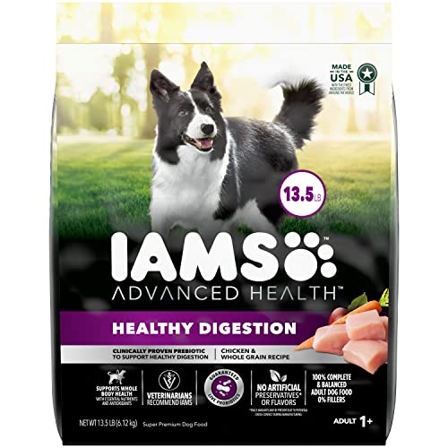 IAMS Advanced Health Adult Healthy Digestion Dry Dog Food with Real Chicken, 13.5 lb. Bag