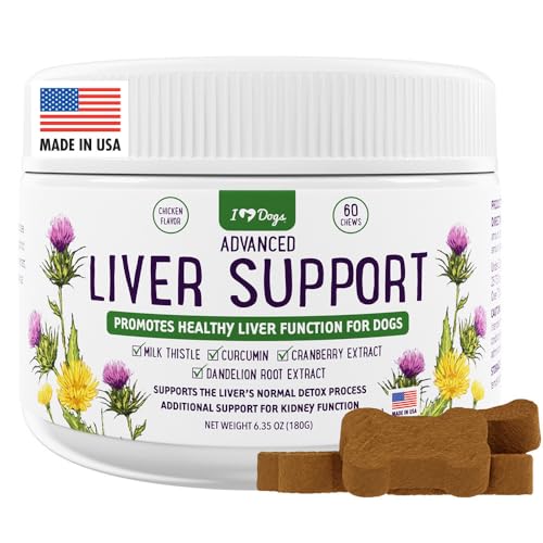 iHeartDogs Advanced Liver Supplement for Dogs - Dog Liver Support with Milk Thistle, Turmeric Curcumin, Cranberry & Dandelion Root Extract