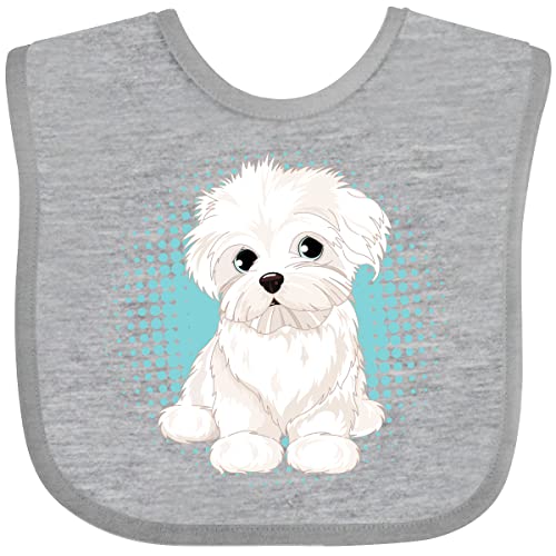 inktastic Maltese Puppy Dog Baby Bib Heather Grey 3d10b