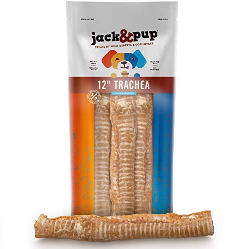 Jack&Pup 12" Beef Trachea for Dogs | All Natural Single Ingredient Dog Treat Dog Trachea Chews | Savory and Fun Treat for Dogs (6 Pack)