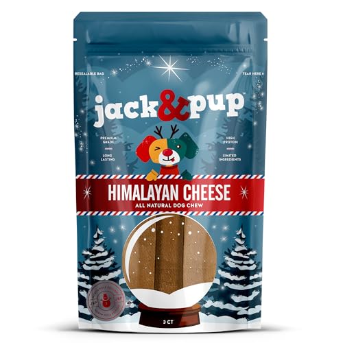 Jack&Pup Yak Cheese Himalayan Dog Chews | Dog Yak Chews for Large Dogs Aggressive Chewers | Hard Yak Cheese Stick (9oz, 3 Pack)