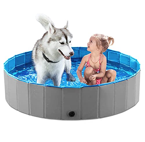 Jasonwell Foldable Pet Bath Pool Collapsible Bathing Tub for Dogs Cats and Kids (48inch.D x 11.8inch.H, Grey)