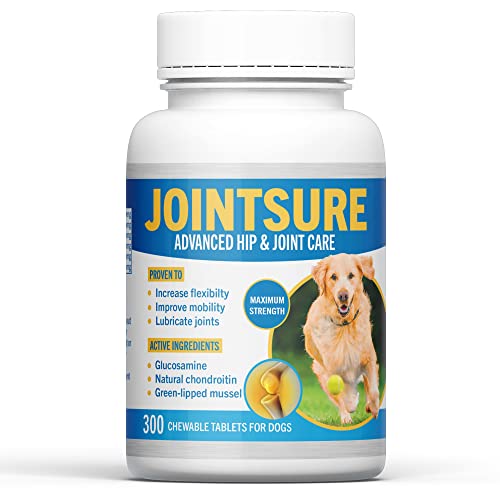 JOINTSURE Hip and Joint Supplement for Dogs 300 Tablets - Glucosamine for Dogs Proven to Improve Mobility & Increase Flexibility - Chondroitin Dog Joint Supplement All Breeds & Sizes