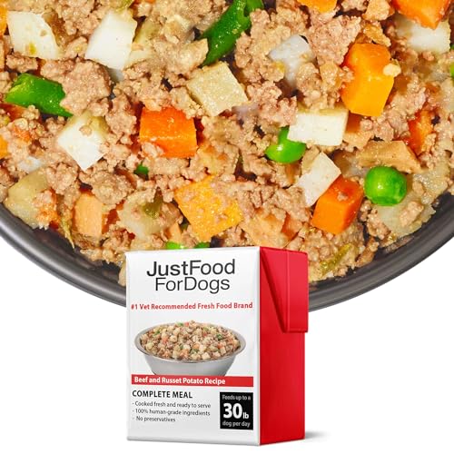 JustFoodForDogs Pantry Fresh Wet Dog Food, Complete Meal or Dog Food Topper, Beef & Russet Potato Human Grade Dog Food Recipe - 12.5 oz (Pack of 6)