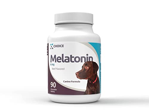 K9 Choice Melatonin for Dogs, 6mg - 90 Beef Flavored Chewable Tablets for Small to Large Dogs - Dog Melatonin for Small Dogs to Large Dogs Breeds - Melatonin for Dogs Sleep - Dog Treats