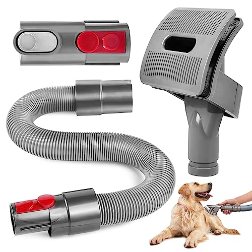 KEEPOW Pet Grooming Kit Compatible with Dyson Vacuum V7 V8 V10 V11 V15 - Pet Dog Brush Hair Vacuum Attachment with Extension Hose & Adapter - Ideal for Long/Medium Haired Dogs