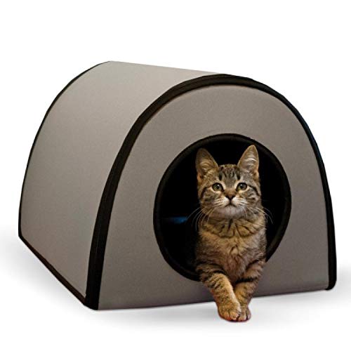 K&H Pet Products Thermo Mod Kitty Shelter Waterproof Outdoor Heated Cat House Gray 21 X 14 X 13 Inches