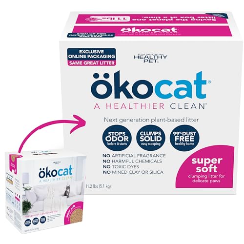 ökocat Super Soft Natural Wood Clumping Litter for Delicate Paws, Medium (Packaging May Vary)