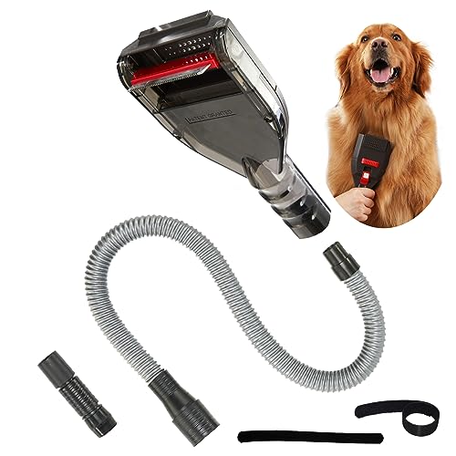 Kodahome Dog Brush Vacuum Attachment for Shedding Grooming, Pet Hair Groom Tool Kit for Most Vacuums, Deshedding Groomer as Dog Cat Fur Remover, Extension Hose with Adapters (Universal Series)