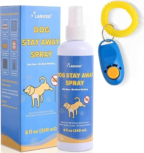 LARICEO 8oz Not Here Dog Spray! Training Spray for Dogs to Stop Peeing - Trains Pet No More Marking - Training Dog Pee Deterrent Spray for Indoors & Outdoor Use - Safe Dog Repellent Spray for