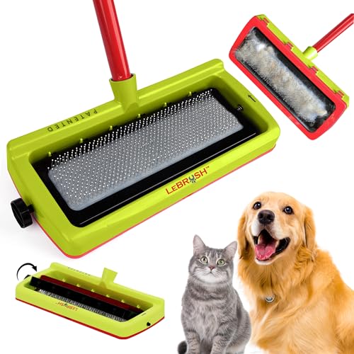 LeBRUSH 2.0 Pet Hair Remover for Carpet for Short & Long Cat, Dog Hair | Remover for Carpet & Couch, Carpet Rake, Pet Hair Removal Tool, Carpet Broom, Pet Hair Rake, Dog Fur Remover Green