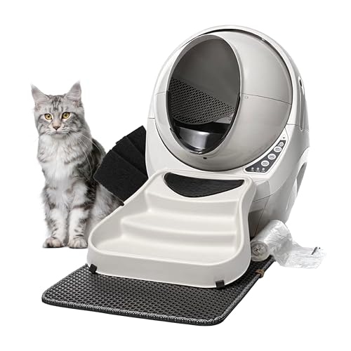 Litter-Robot 3 Core Bundle by Whisker (Beige) - Self-Cleaning Cat Litter Box, Includes Litter-Robot, Mat, Fence, Ramp, (25) Liners & (3) Carbon Filters, Complimentary 1-Year WhiskerCare Warranty