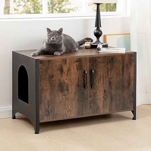 Love's cabin Cat Litter Box Enclosure, Hidden Litter Box Furniture, Cat Washroom Storage Bench, Indoor Cat House, Large Cat Litter Cabinet Fit Most of Litter Box, Brown