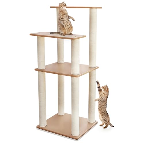 MAOHEGOU 60in Outdoor Cat Tree Tower for Outdoor Cats,Cat Catio,Deck,Backyard,Sunroom and Patio Large Cat Tree Tower with Cat Scratching Posts