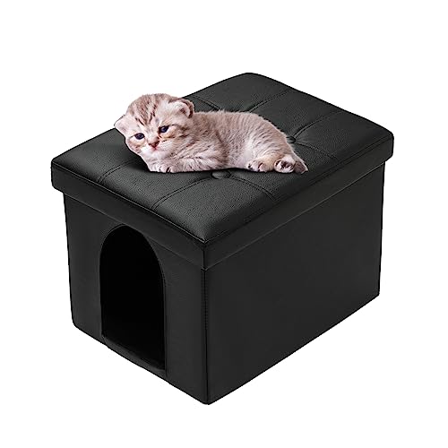 MEEXPAWS Cat Litter Box Enclosure Furniture Hidden for Small Cat, Cat Washroom Bench Cabinet |16 x 12x13 in| Dog Proof | Waterproof Inside | Easy Clean Assembly | Odor Control | Litter Box NOT INCLUDE