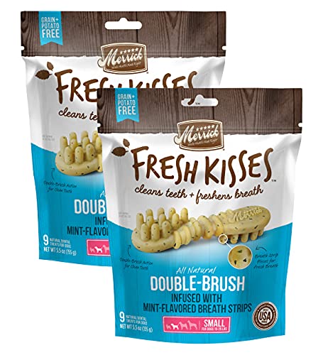 Merrick Fresh Kisses Double-Brush Dental Dog Treats with Mint Breath Strips for Small Dogs (5.5 Ounce (Pack of 2))