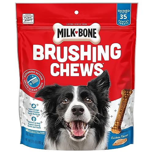 Milk-Bone Brushing Chews Daily Dental Dog Treats, Small/Medium, 35 Count