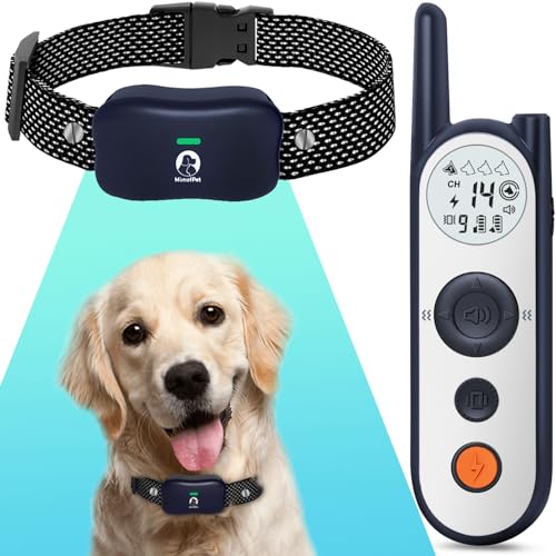 MIMOFPET Wireless Dog Fence System - Covers up to 856-Acre Wireless Dog Collar Fence System,5900FT Shock Collar with Remote,Rechargeable Electric Dog Fence with 3 Training Modes for Large Medium Dogs