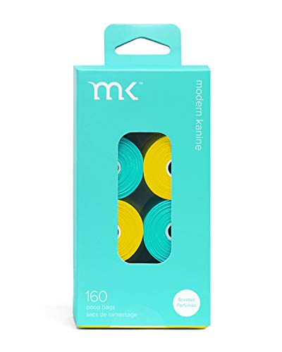 Modern Kanine 160-Count Poop Bags, Scented Dog Waste Bags, Turquoise and Yellow