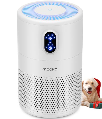 MOOKA Air Purifiers for Home Large Room up to 1076ft², H13 True HEPA Air Filter Cleaner, Odor Eliminator, Remove Smoke Dust Pollen Pet Dander, Night Light(Available for California)