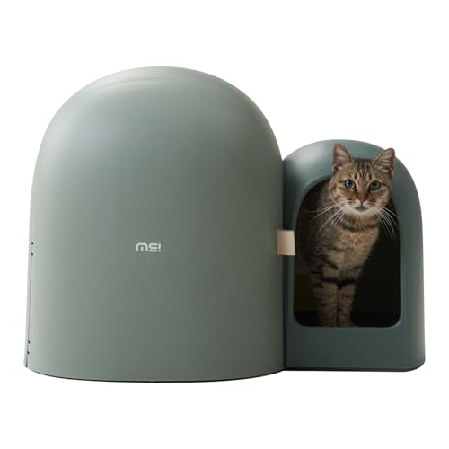 MS!MAKE SURE Cat Litter Box MAX - Stylish & Functional for Indoor Cats - 2023 New Modern Design - Large Space, Leak-Proof, and Odor-Free - Includes Litter Scoop - Green