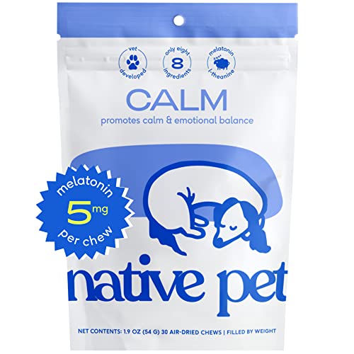 Native Pet Dog Calming Chews – Natural Calming Dog Treats Made with Melatonin for Dogs – Functional Dog Melatonin Chews with Real Chicken for Dogs Sleep Aid – Dog Anxiety Relief Treats – 30 Chews