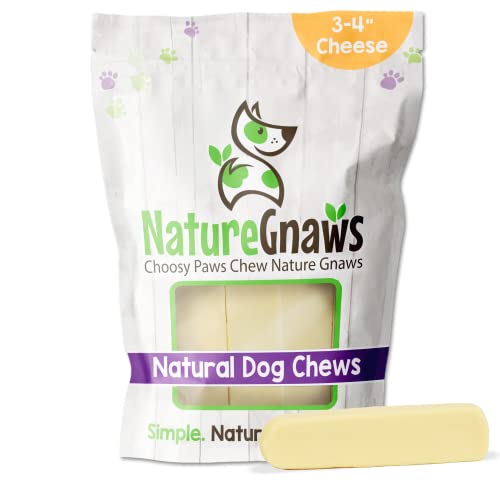 Nature Gnaws American Cheese Chews for Dogs - Long Lasting Hard Chew Treats - Rawhide Free Dog Bones - Yak Alternative - Made in The USA