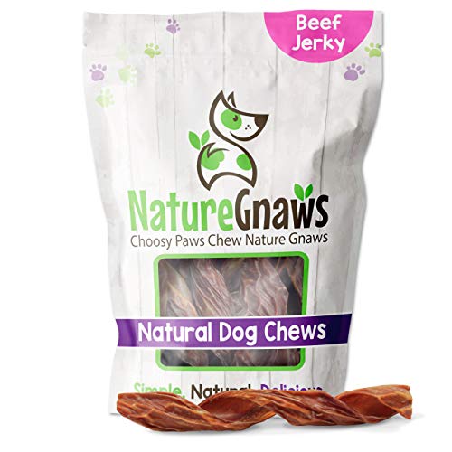 Nature Gnaws - Beef Jerky Springs for Dogs - Premium Natural Beef Gullet Sticks - Simple Single Ingredient Tasty Dog Chew Treats - Rawhide Free - 8 Inch