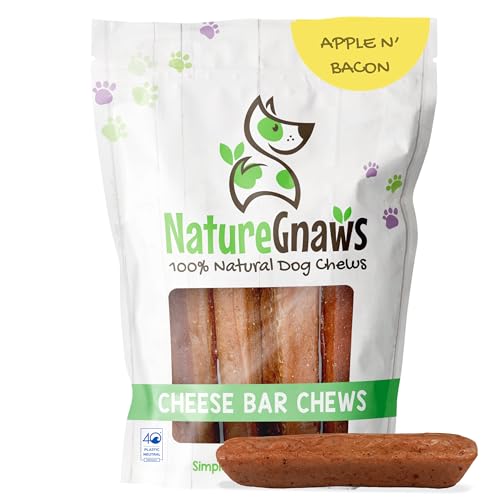 Nature Gnaws Cheese Bar Chews for Dogs – Natural Long Lasting Hard Chew Treats - Rawhide Free Dog Bones - Yak Alternative 4 Count