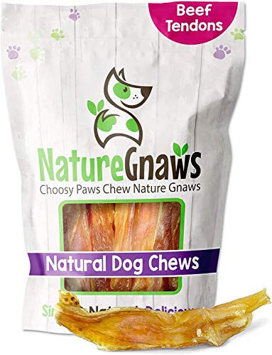 Nature Gnaws Tendons for Dogs - Premium Natural Beef Dental Sticks - Single Ingredient - Long Lasting Tasty Dog Chew Treats - Rawhide Free - 5 Inch