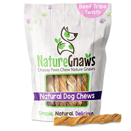 Nature Gnaws Tripe Twists for Dogs - Premium Natural Beef Sticks - Simple Single Ingredient Crunchy Dog Chew Treats - Rawhide Free 20 Count (Pack of 1)