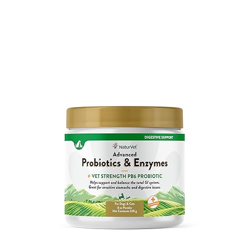 NaturVet – Advanced Probiotics & Enzymes - Plus Vet Strength PB6 Probiotic | Supports and Balances Pets with Sensitive Stomachs & Digestive Issues | for Dogs & Cats (8 oz)