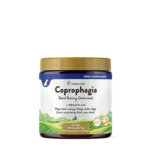 NaturVet – Coprophagia Stool Eating Deterrent Plus Breath Aid – Deters Dogs from Consuming Stool – Enhanced with Breath Freshener, Enzymes & Probiotics – 130 Chewable Tablets