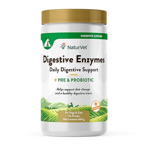 NaturVet – Digestive Enzymes - Plus Probiotics & Prebiotics – Helps Support Diet Change & A Healthy Digestive Tract – for Dogs & Cats – 1 lb Powder