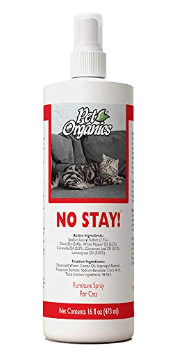 NaturVet Pet Organics No Stay Spray Pet Training Spray for Cats – Helps Deters Cats from Furniture, Rugs, Fabrics – Includes Herbs, Plants, Essential Oils as Deterrent – 16 Oz.