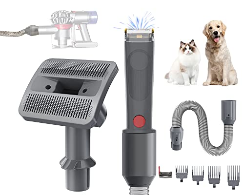 Nekuma Pet Grooming Vacuum Attachment Compatible with Dyson, Grooming Clippers & Grooming Brush Compatible with Dyson V7 V8 Animal Absolute Motorhead, Pet Grooming Tools Kit for Dogs Cats Shedding