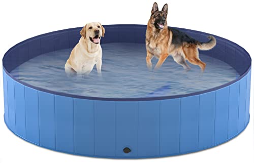 Niubya Foldable Pool, Collapsible Hard Plastic Swimming Pool, Portable Bath Tub for Pets Dogs and Cats, Pet Wading Pool for Indoor and Outdoor, 71 x 12 Inches